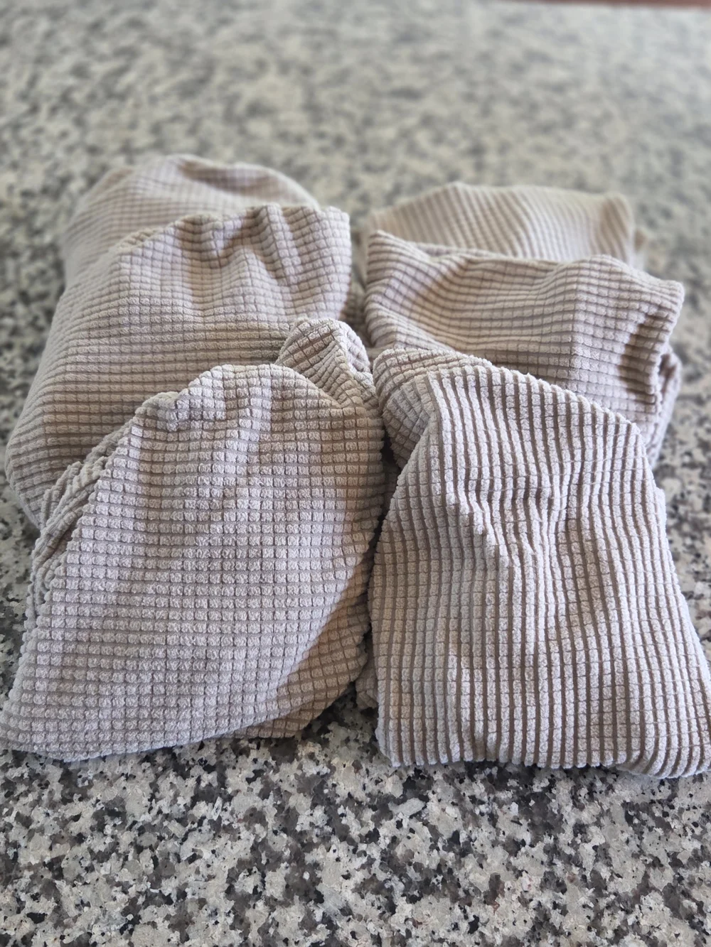 Khaki Ribbed Stretch Chair Seat Cover -